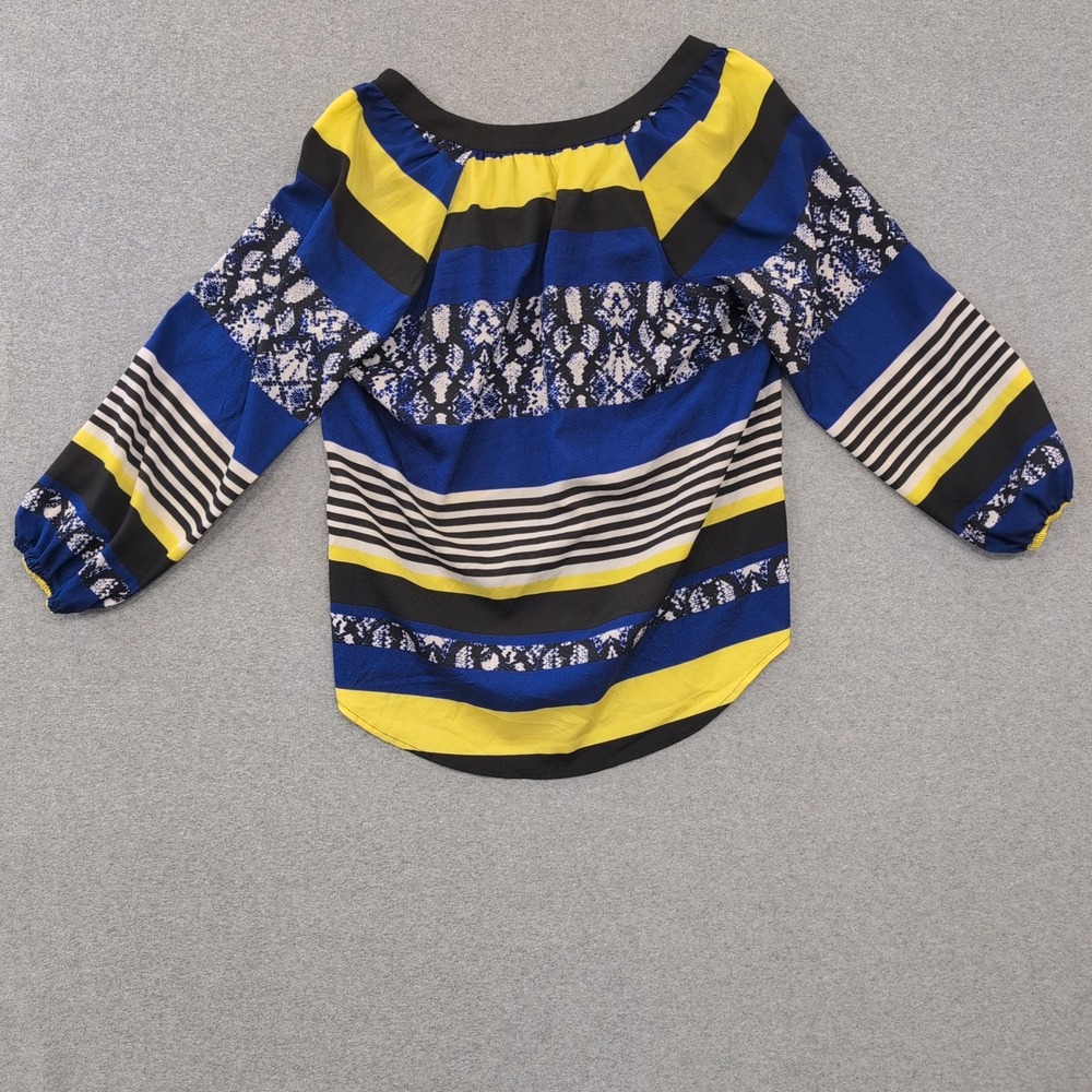 Calvin Klein Womens Striped Geometric Print Long Sleeve Blouse Top M - Picture 4 of 4